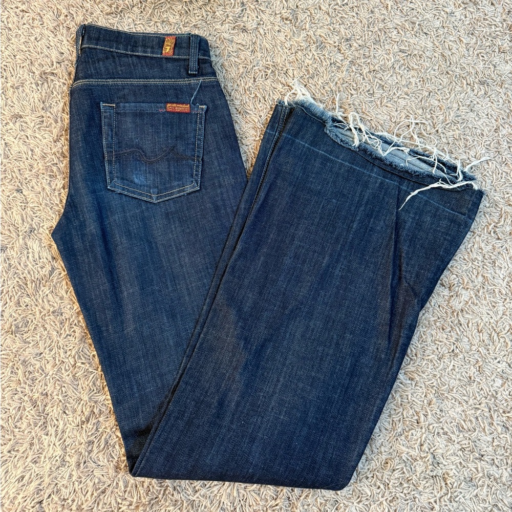 7 For All Mankind Dark Blue Flare Jeans